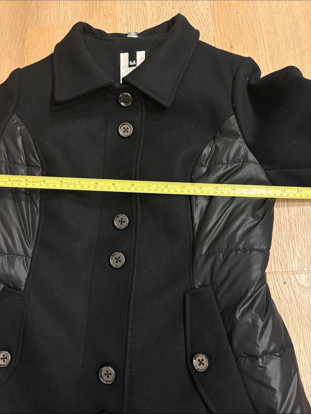 Soia & Kyo Black Pea Coat with Quilted Accents - Picture 6 of 8